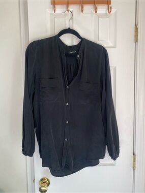 Black Filippa K 100% silk Button-Front Shirt Jacket